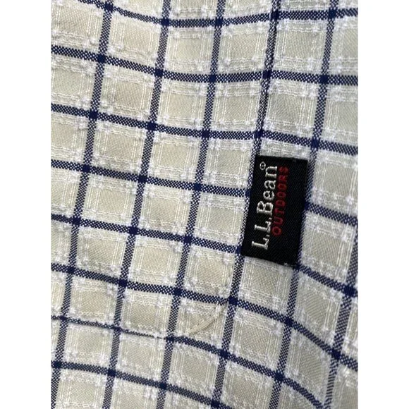 LL Bean Outdoors Textured Long Sleeve Shirt Camping Men’s L Reg Khaki Check - Picture 8 of 16